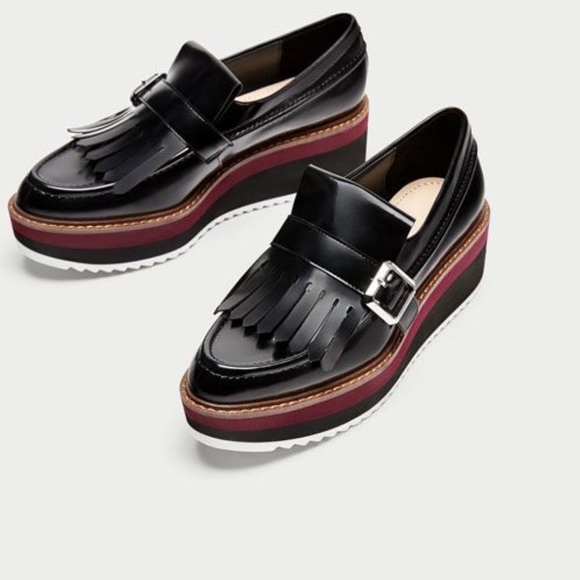 Zara Derby Platform Paten Leather Oxford Loafers